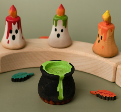 BumbuToys Figurine en bois pour couronne de célébration Chaudron magique