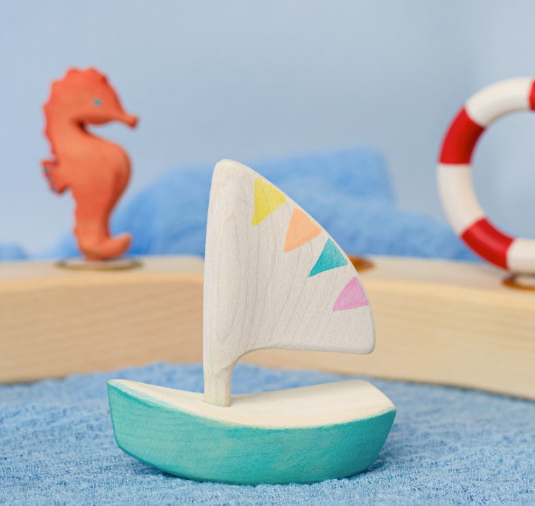 BumbuToys Figurine en bois pour couronne de célébration Voilier