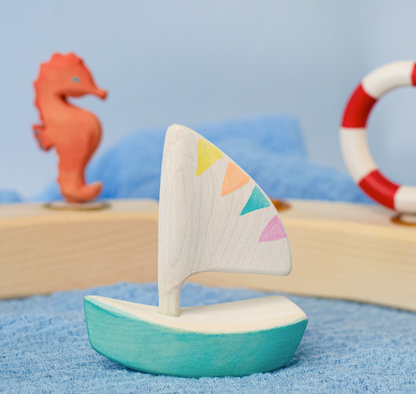 BumbuToys Figurine en bois pour couronne de célébration Voilier