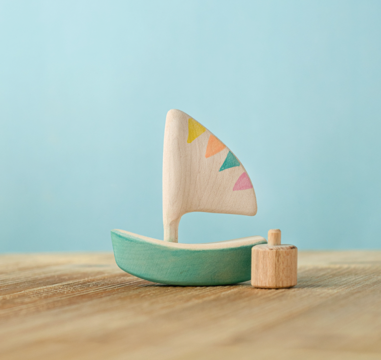 BumbuToys Figurine en bois pour couronne de célébration Voilier