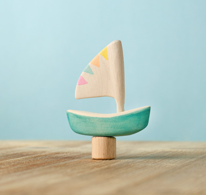 BumbuToys Figurine en bois pour couronne de célébration Voilier