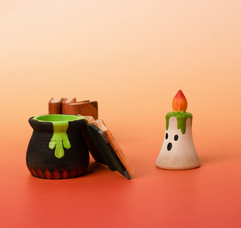 BumbuToys Fugurine en bois pour couronne de céébration Bougie Verte magique