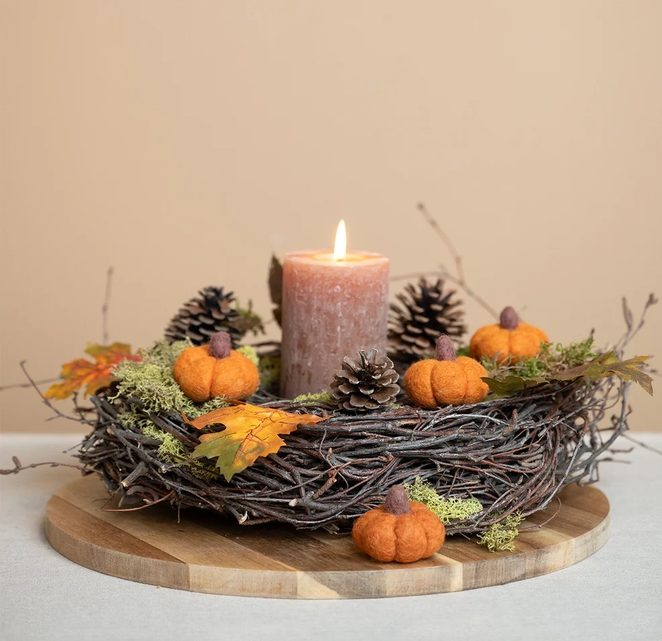Citrouille Small en feutrine de laine - Orange