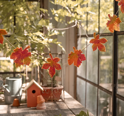Guirlande de décoration en feutrine de laine Feuilles d'Automne
