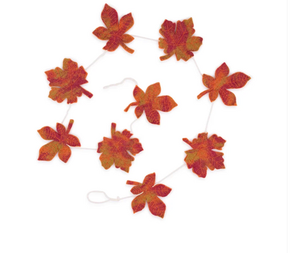 Guirlande de décoration en feutrine de laine Feuilles d'Automne