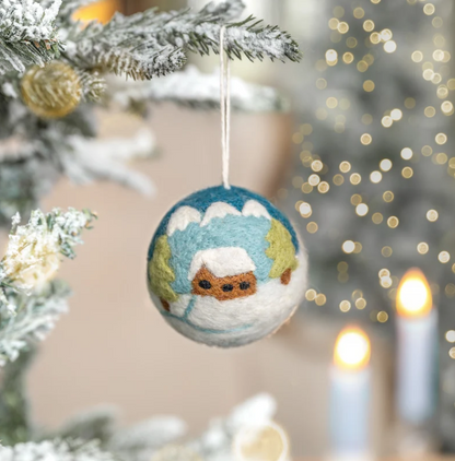Boule de Noël en feutrine de laine Le Chalet - Sjaal met Verhaal