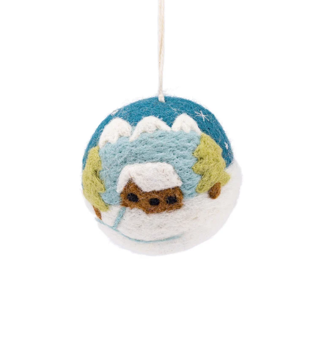 Boule de Noël en feutrine de laine Le Chalet - Sjaal met Verhaal