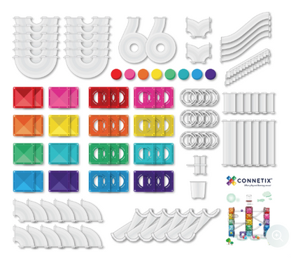 Connetix Tiles Parcours à billes Couleurs Vives - 114 pièces