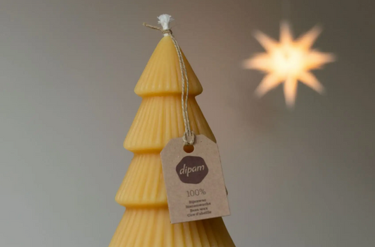 Dipam Bougie en forme d'Arbre de Noël - Cire d'abeille
