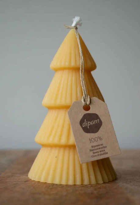 Dipam Bougie en forme d'Arbre de Noël - Cire d'abeille