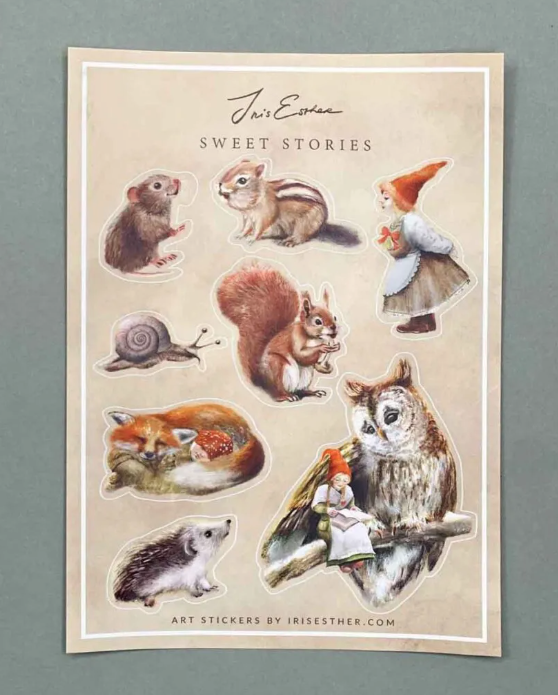 Feuille d'autocollants Sweet Stories - Illustratrice Esther Iris