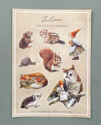 Feuille d'autocollants Sweet Stories - Illustratrice Esther Iris