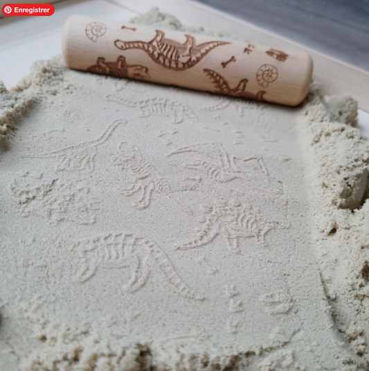 Kiddi Rouleau tampon en bois Dino