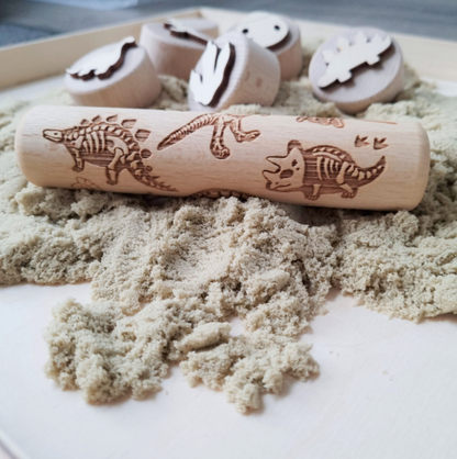 Kiddi Rouleau tampon en bois Dino