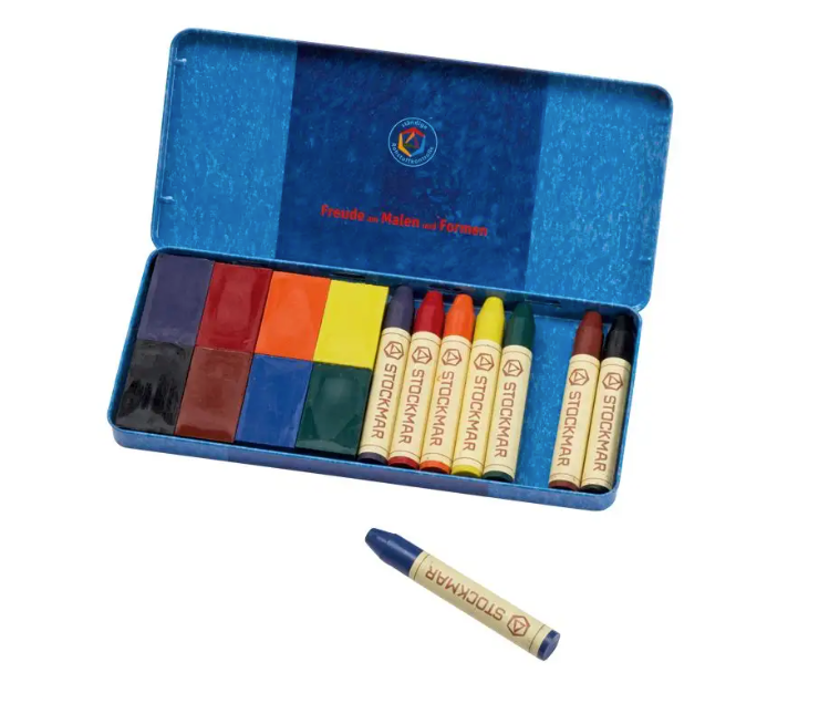 Stockmar 8 Crayons de cire et 8 Blocs de cire dans boite métallique