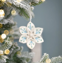 Suspension de Noël en feutrine de laine WinterWonderland Fleur de glace Blanc