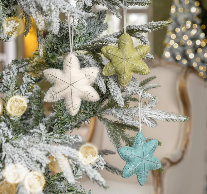 Suspension de Noël en feutrine de laine Winterwonderland Etoile Vert clair