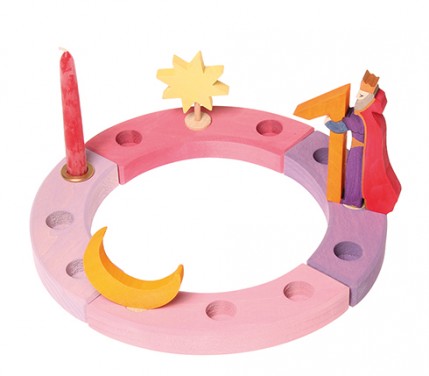Couronne rose 12 trous Support pour bougies et figurines GRIMM'S