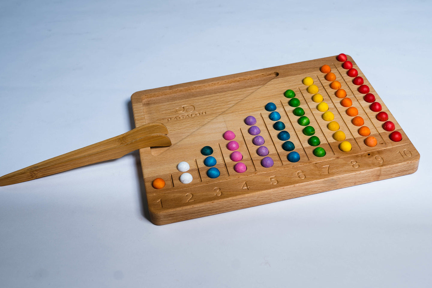 Apprendre à compter 1- 10 + 55 billes colorées Pagalou Toys