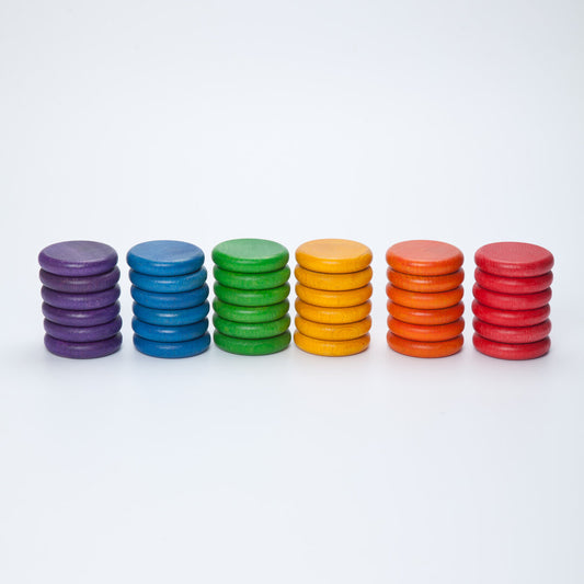 36 Pièces colorées 6 couleurs en bois Grapat