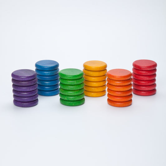 36 Pièces colorées 6 couleurs en bois Grapat