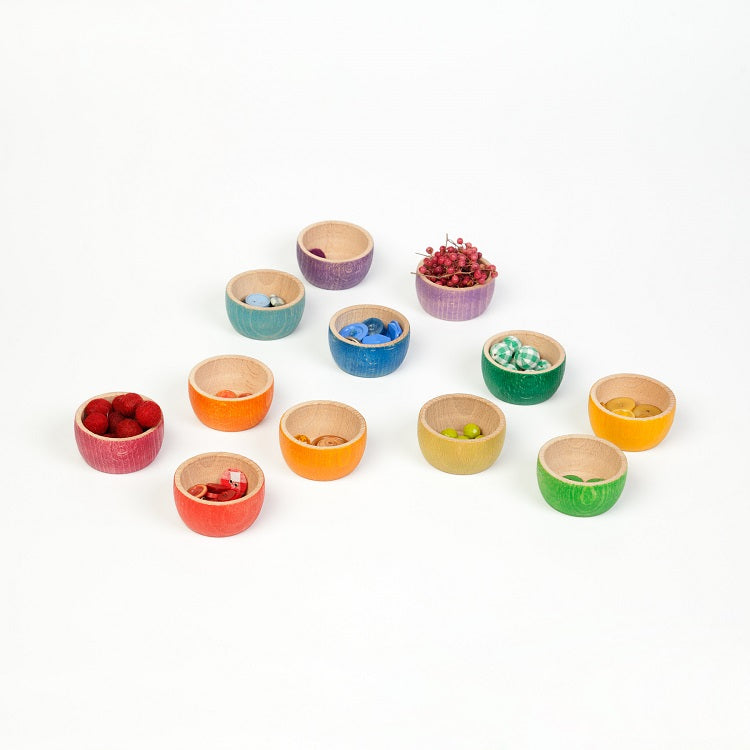 12 Bols colorés en bois Grapat