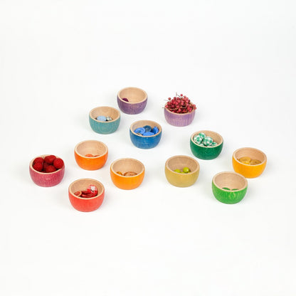 12 Bols colorés en bois Grapat