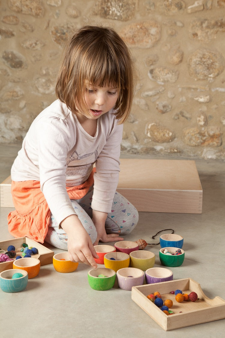 12 Bols colorés en bois Grapat