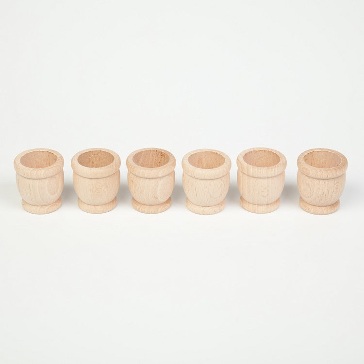 Lot de 6 Petits pots en bois Naturel Grapat