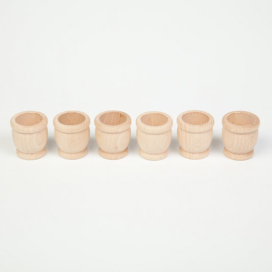 Lot de 6 Petits pots en bois Naturel Grapat