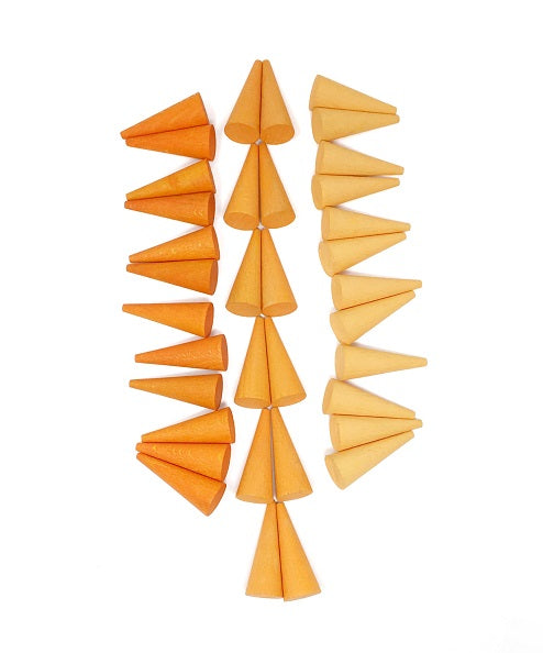Mandala Mini cônes en bois orange - Lot de 36 Grapat
