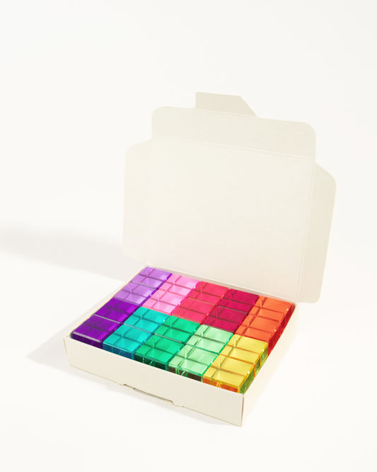 20 cubes translucides colorés Pastel Bauspiel