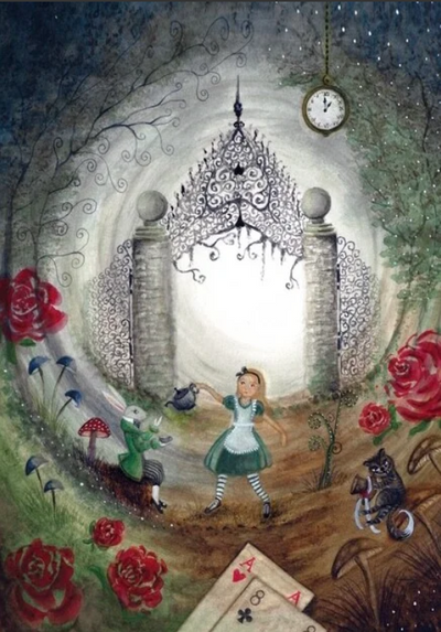 Carte postale Alice in Wonderland - Illustratrice Bijdehansje