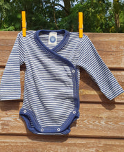 Cosilana Body kimono manches longues rayé bleu - Laine/soie