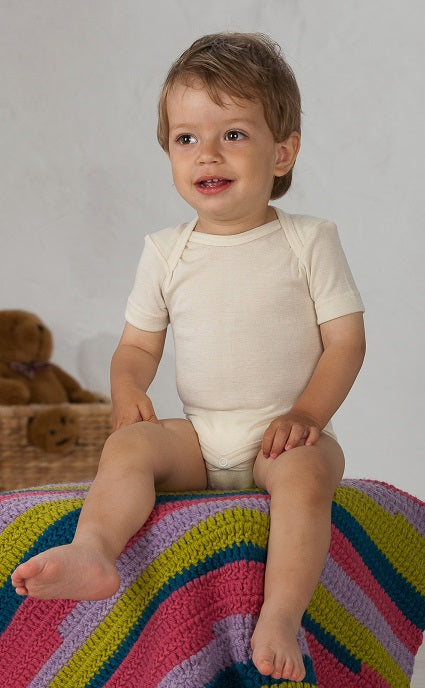 Cosilana Body manches courtes Ecru - Laine/soie