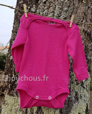 Cosilana Body manches longues rose - laine/soie