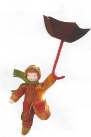 Bonhomme dans la tempête d'automne