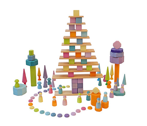 12 amis en bois couleurs Pastel GRIMMS