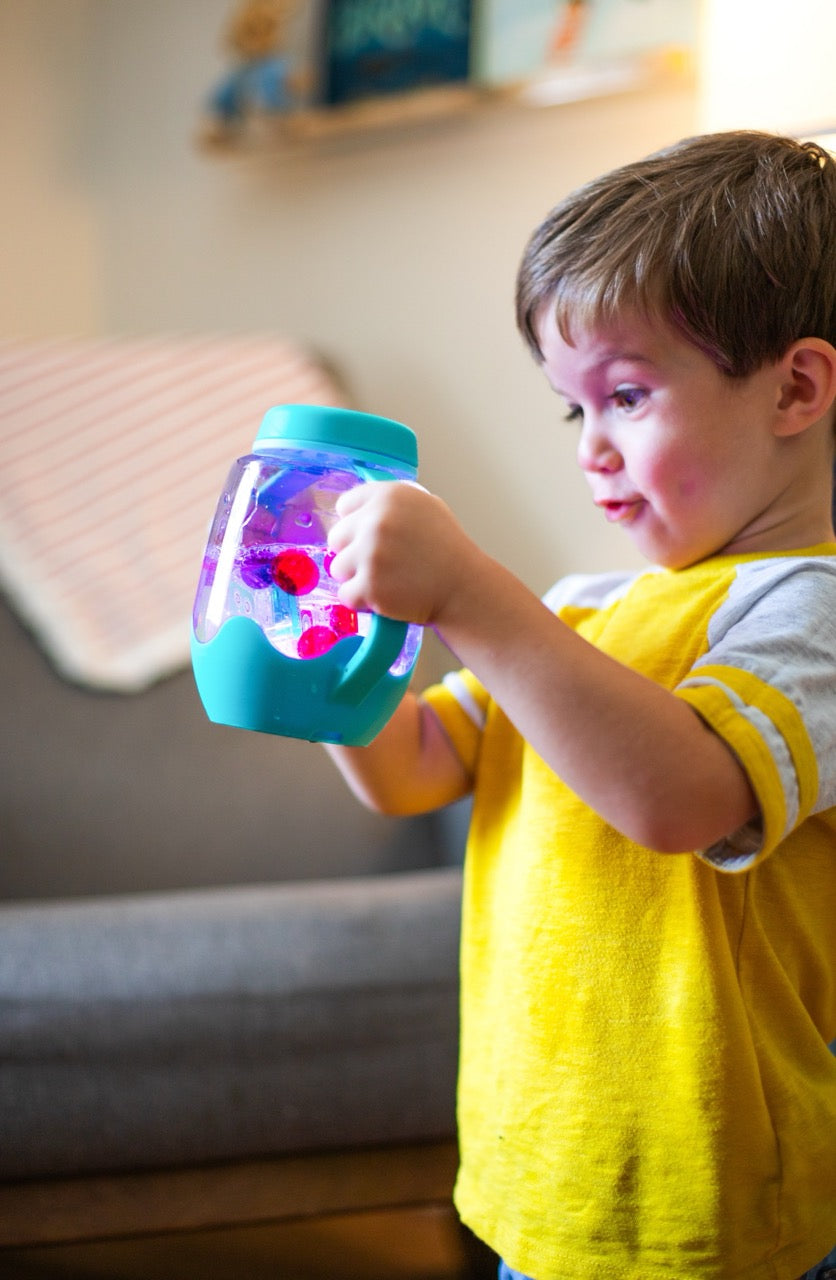 Bouteille de jeu sensoriel à remplir Glo Pals Bleue