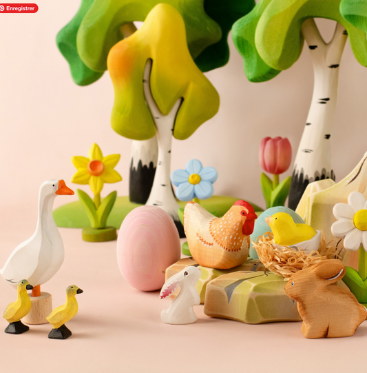 BumbuToys Figurine en bois pour couronne de célébration - Oeuf Rose