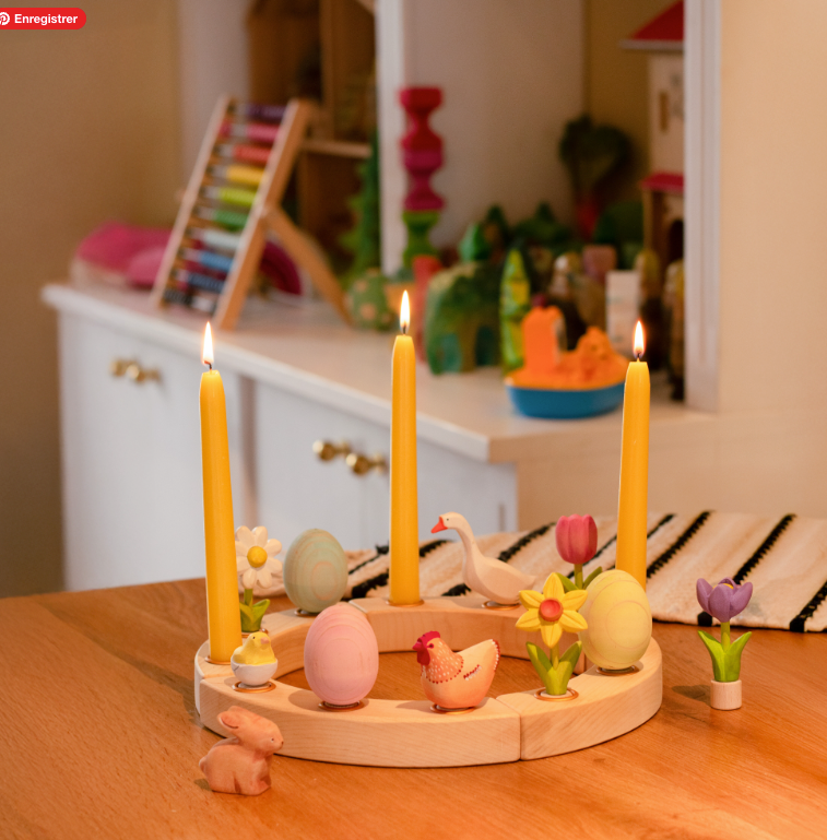 BumbuToys Figurine en bois pour couronne de célébration - Poussin