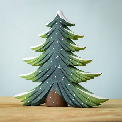 BumbuToys Grand Sapin enneigé en bois