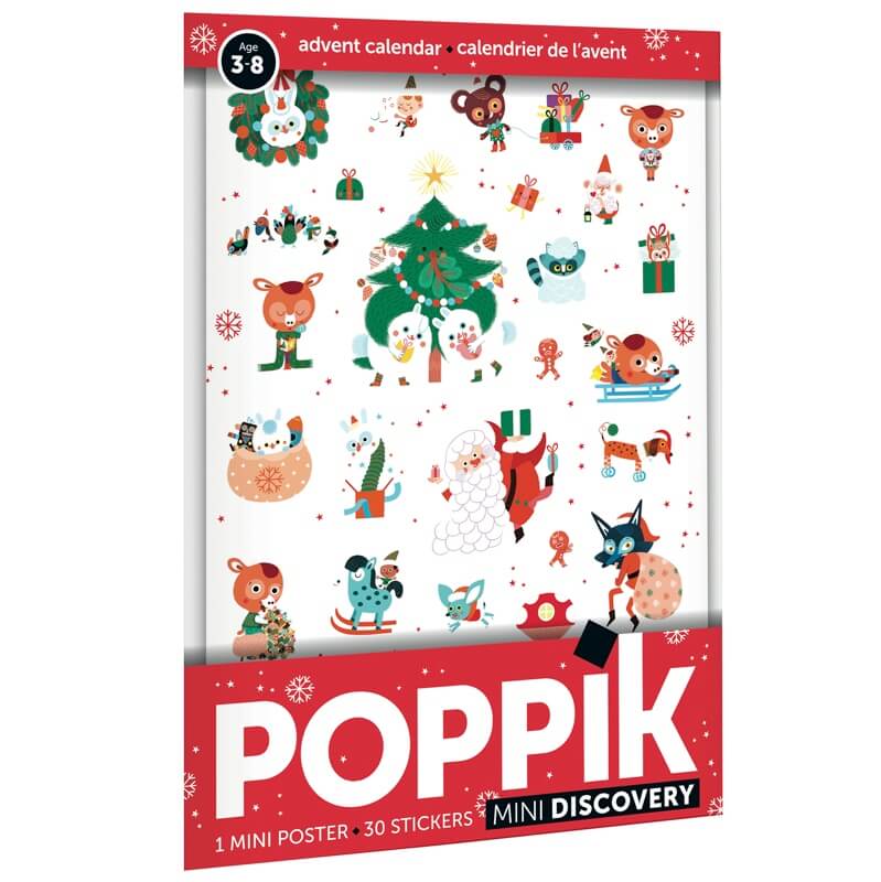 Calendrier de l'avent Mini poster Noël - 30 autocollants Poppik