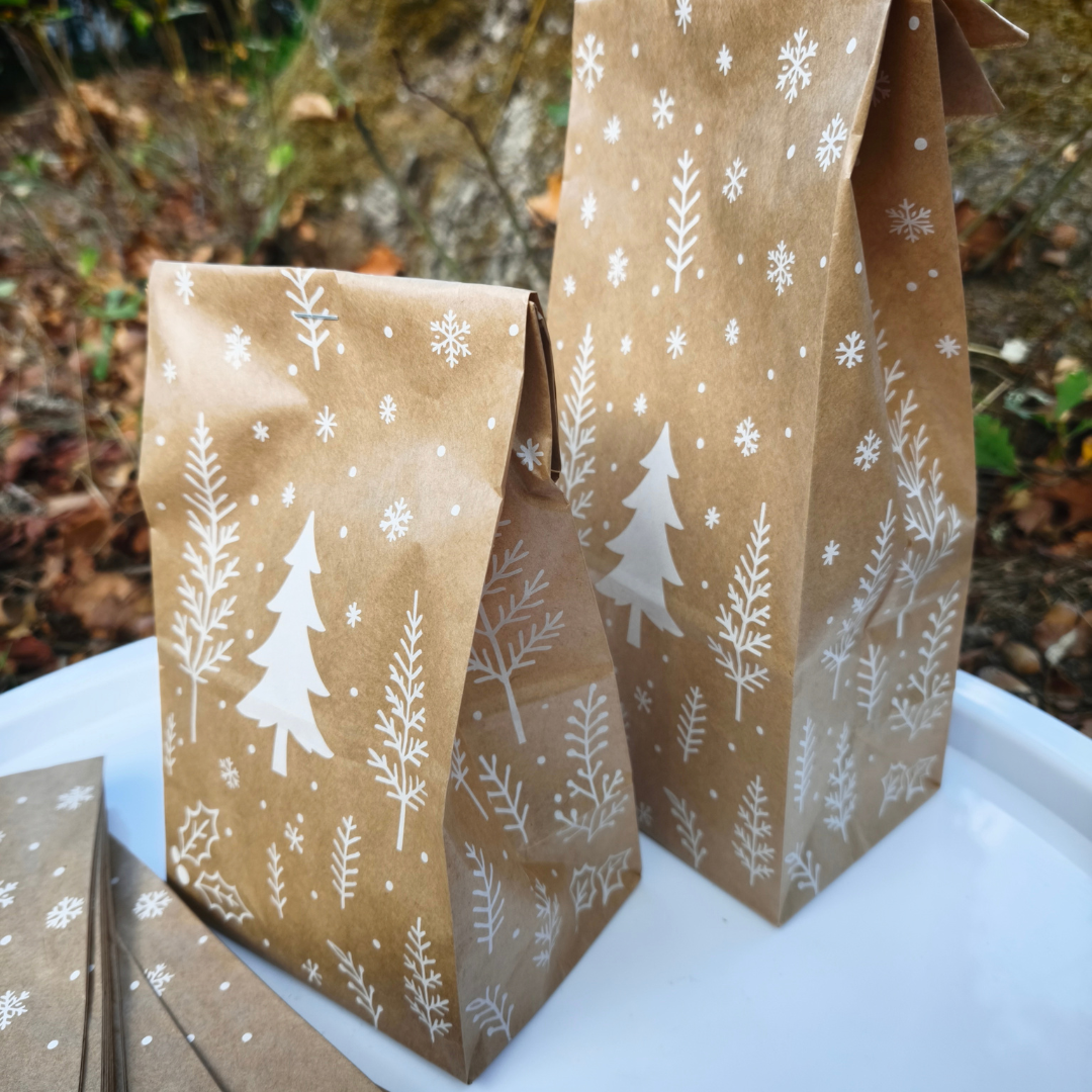 24 Sachets Forêt Enchantée et 24 Autocollants kraft