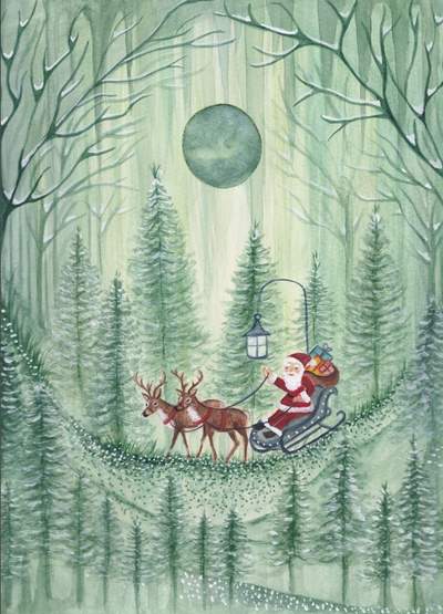 Carte postale Santa - Illustratrice Bijdehansje