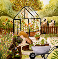 Carte à insérer pour la Lampe de saisons - Illustratrice E. Bennink - Gardening