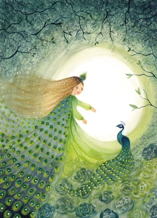 Carte postale Peacock Princess - Illustratrice Bijdehansje
