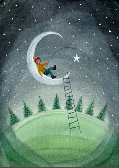 Carte postale Moon - Illustratrice Bijdehansje
