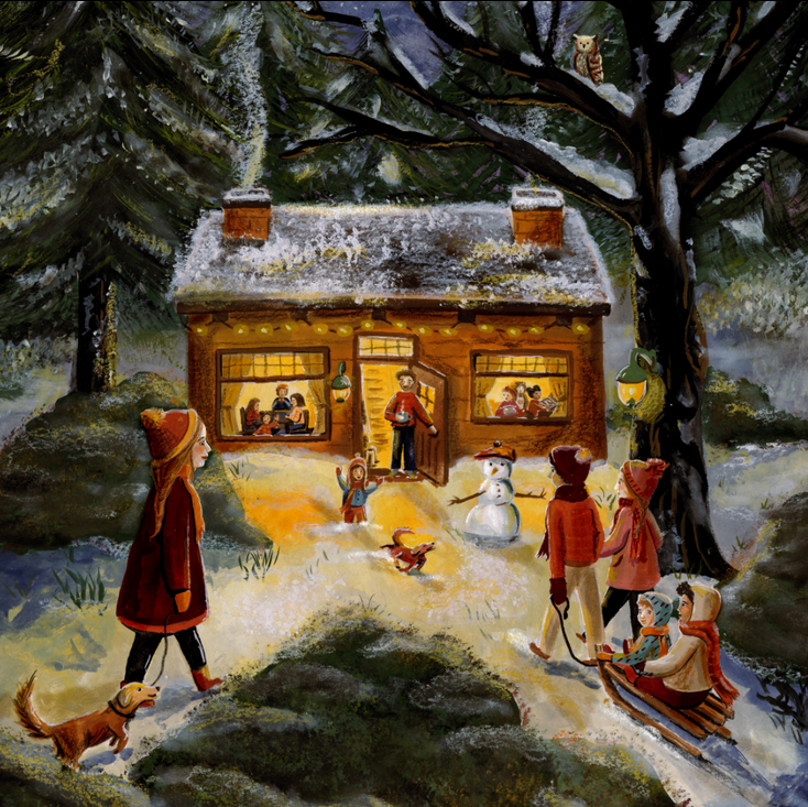 Carte à insérer pour la Lampe de saisons - Illustratrice E. Bennink - Winter Festival