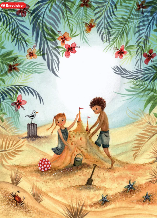 Carte Postale Beach - Illustratrice Bijdehansje